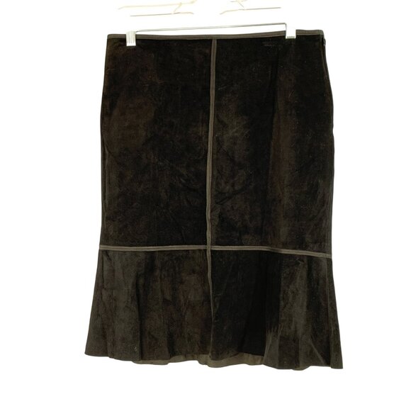 NWT Bailey 44 Pencil Black Suede Ruffle Hem Skirt Size 10 RN10219 - Picture 3 of 7